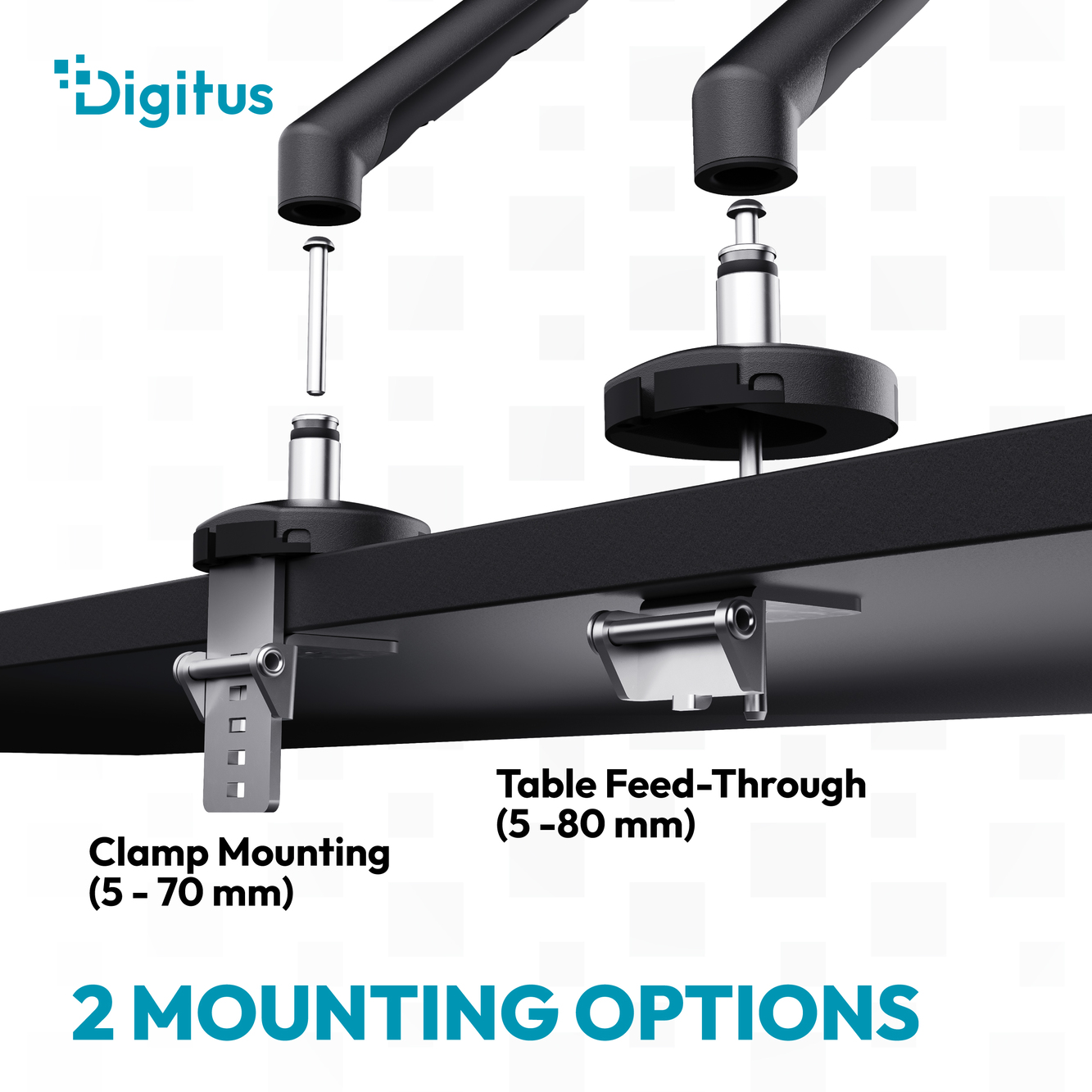 Digitus Desk Mount | Tilt, rotation, pivot | Single design monitor mount | 35 " | Maximum weight (capacity) 10 kg | Black - Image 9