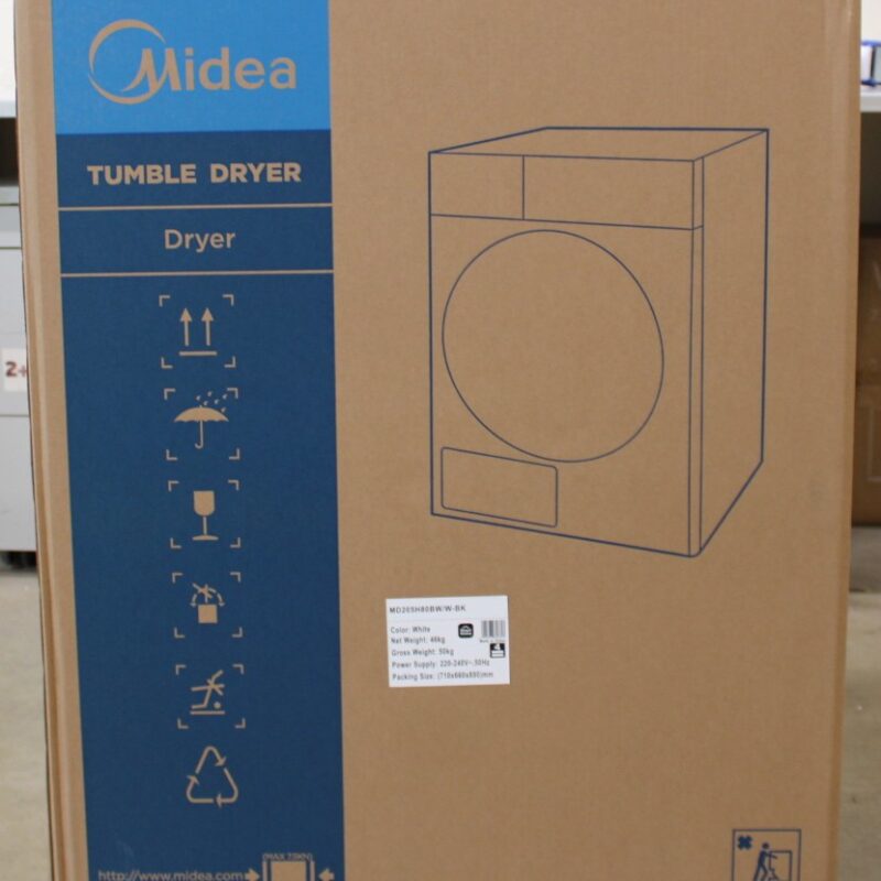 SALE OUT. | Midea Dryer Machine | MD205H80BW/W-BK | Energy efficiency class C | Front loading | 8 kg | LED | Depth 60 cm | White | DAMAGED INNER PACKAGING, DEMO