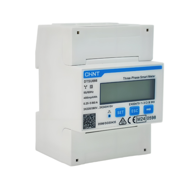 Chint | Smart Power Meter Direct Measurement 3Ph+N Modbus 80A MID (Compatible with DEYE) | DTSU666