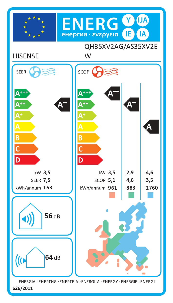 Hisense | AS35XV2EW | ENERGY NORDIC PRO outdoor unit 3.5/4.0kw - Image 2