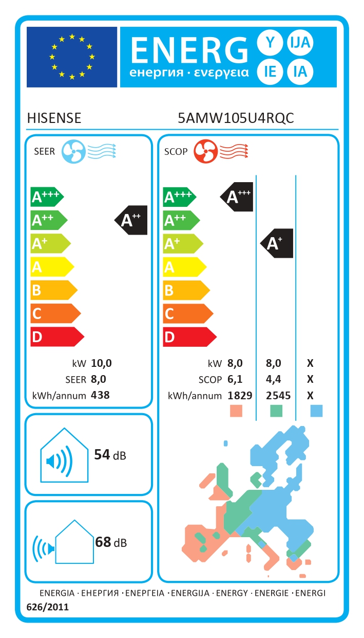 Hisense | 5AMW105U4RQC | Multisplit outdoor unit wih heating 10.0/11.0kw with max 5 indoor units - Image 2