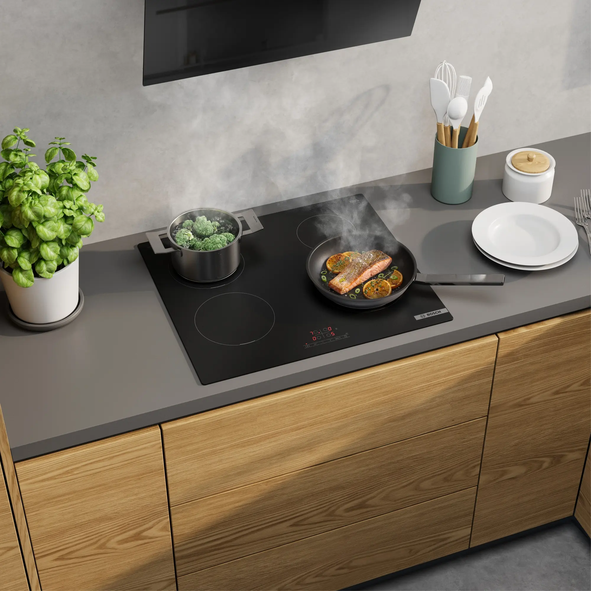 Bosch PIE61ABB5E | Hob | Induction | Number of burners/cooking zones 4 | Touch | Matt Black | Timer - Image 5