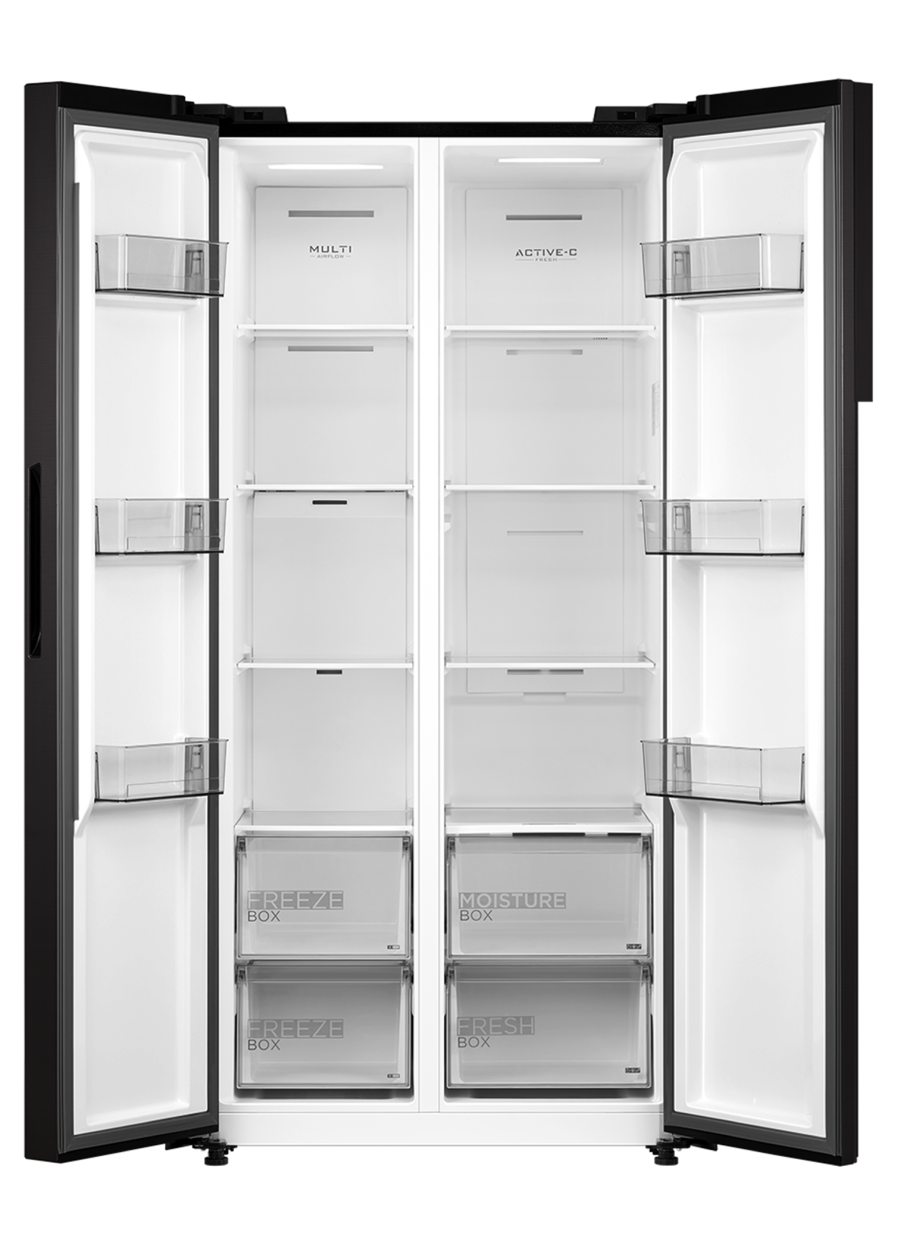 Midea Refrigerator | MDRS619FIE45 | Energy efficiency class E | Free standing | Height 177.5 cm | Side by Side | No Frost system | Fridge net capacity 271 L | Freezer net capacity 189 L | Display | 41 dB | Dark inox - Image 2