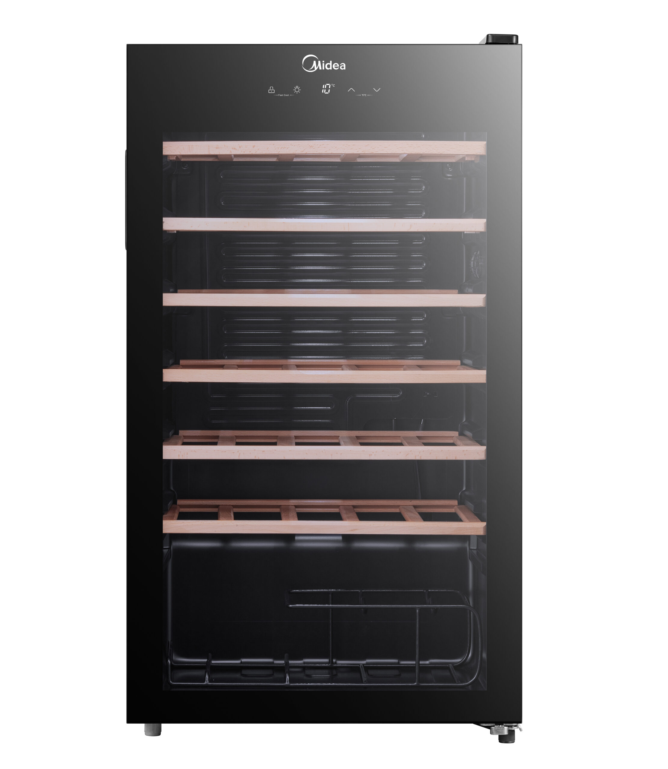 Midea Wine Cooler | MDRW150FGG22W | Energy efficiency class Class G | Free standing | Bottles capacity 34 | Black