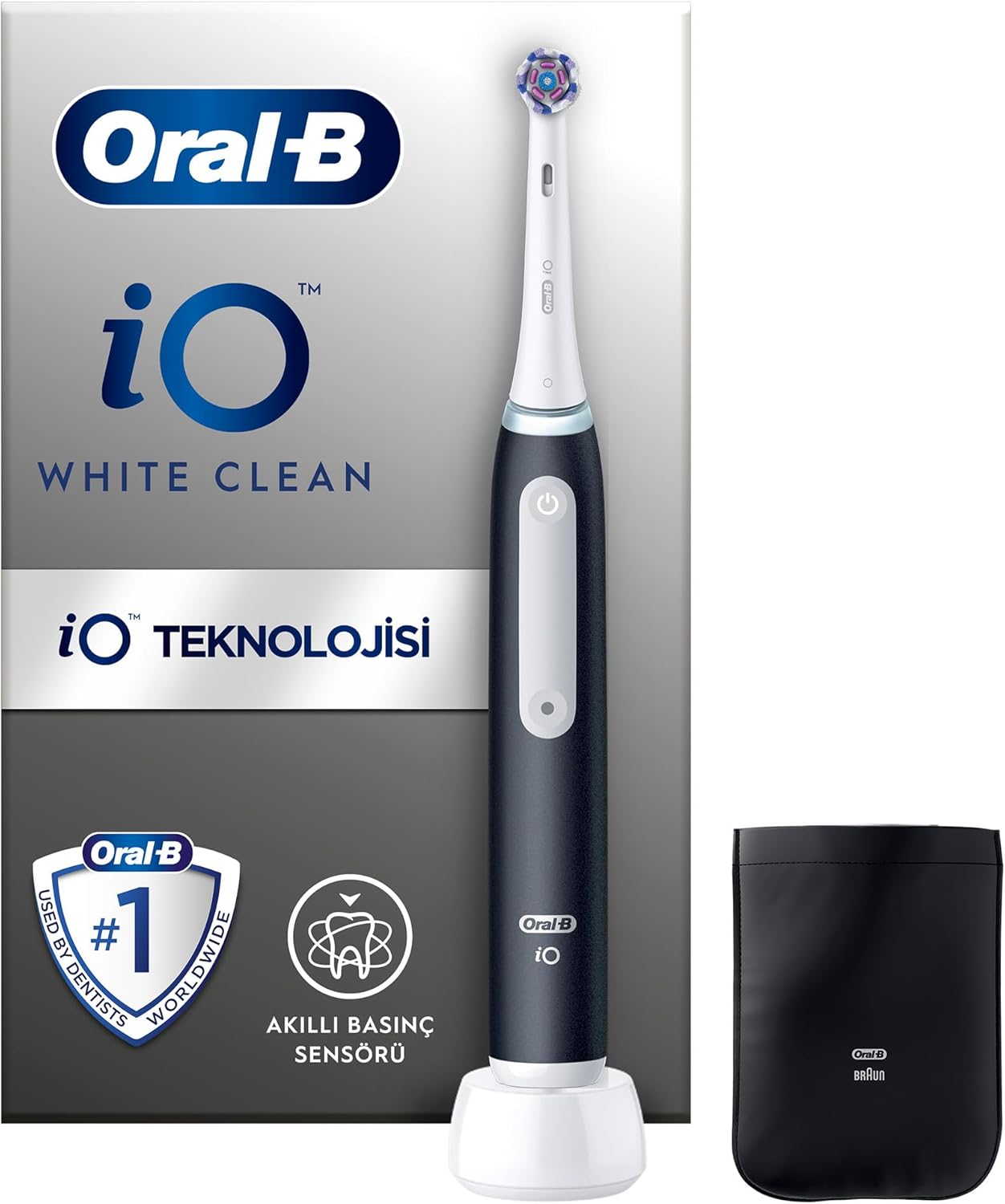 Oral-B Electric Toothbrush | iO White Clean | Rechargeable | For adults | Number of brush heads included 1 | Number of teeth brushing modes 2 | Black/White