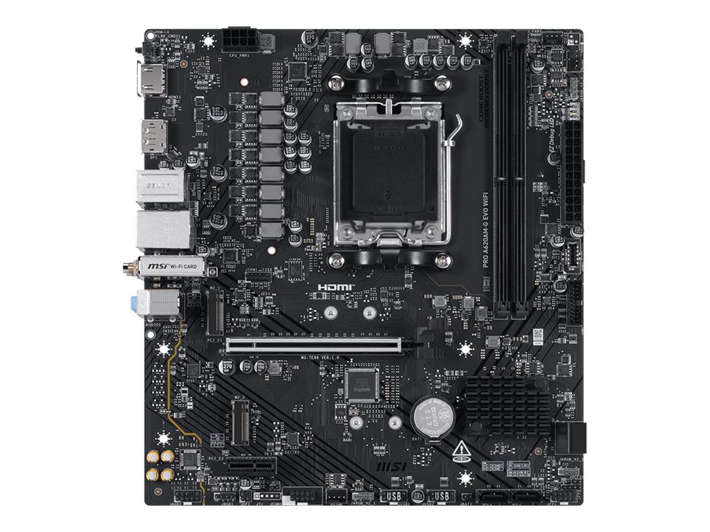 MSI PRO A620AM-G EVO WIFI | Processor family AMD | Processor socket AM5 | DDR5 | Number of SATA connectors 4 | Supported hard disk drive interfaces SATA, M.2 - Image 2