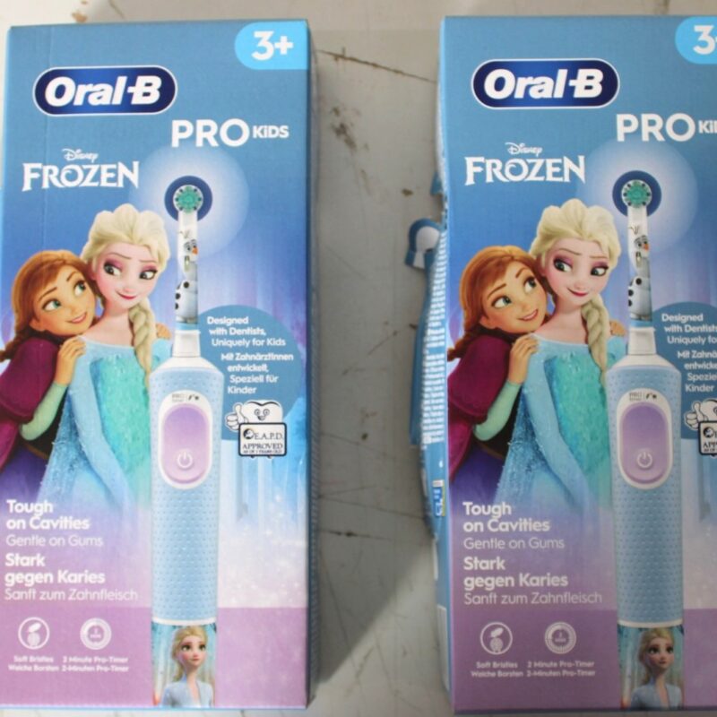 SALE OUT. Oral-B Vitality PRO Kids Frozen Electric Toothbrush, Blue | Oral-B Electric Toothbrush | Vitality PRO Kids Frozen | Warranty 24 month(s) | Rechargeable | For kids | Number of brush heads included 1 | Number of teeth brushing modes 2 | Blue | DAMAGED PACKAGING
