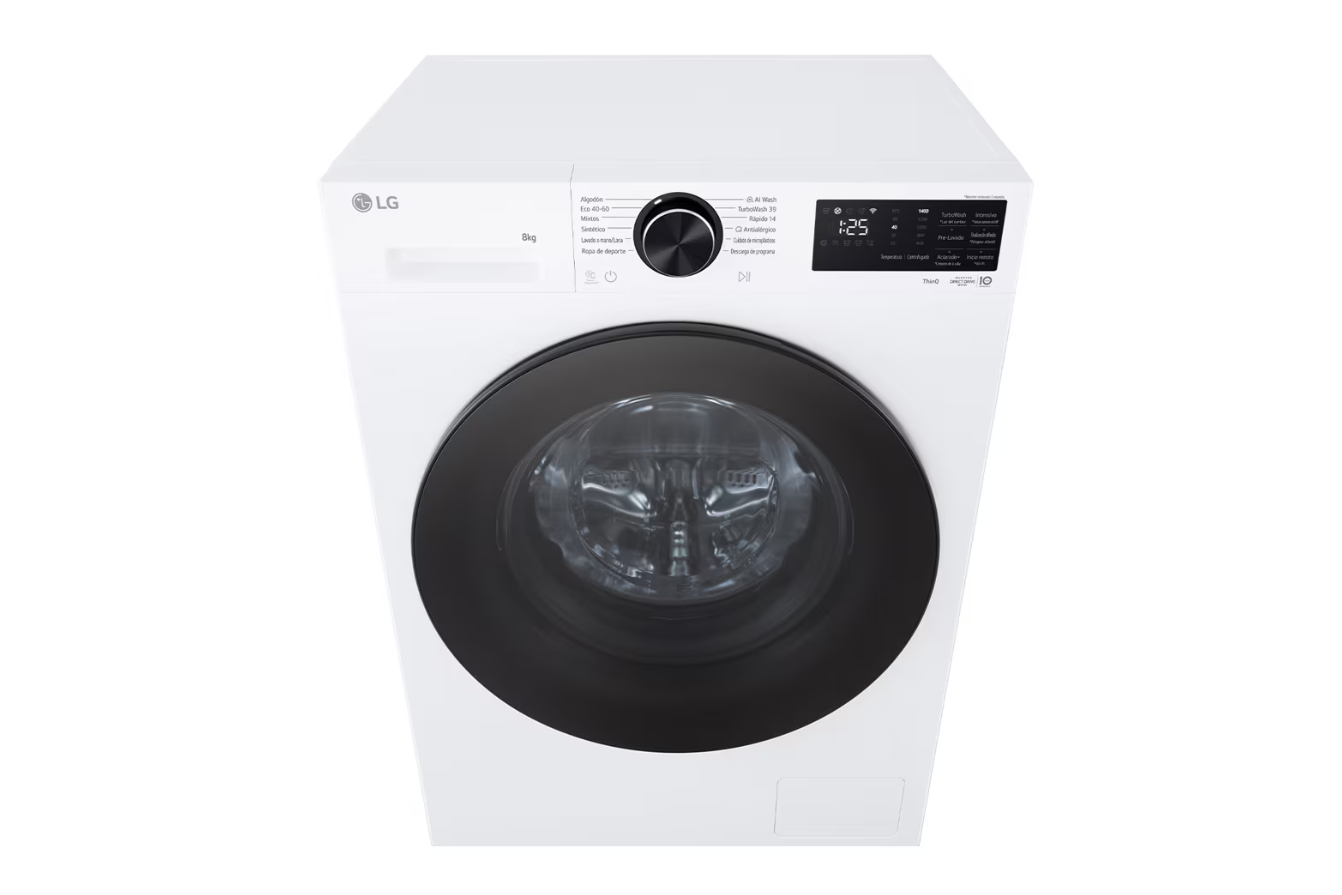 LG | Washing machine | F2X50S8TLB | Energy efficiency class A | Front loading | Washing capacity 8 kg | 1200 RPM | Depth 48 cm | Width 60 cm | Display | LED | Steam function | Direct drive | Wi-Fi | White - Image 3