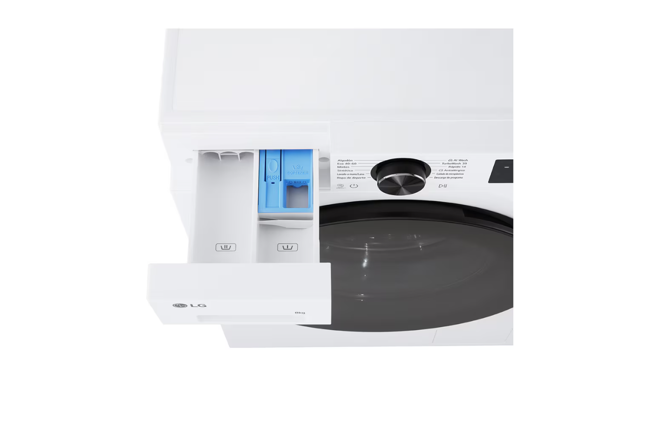 LG | Washing machine | F2X50S8TLB | Energy efficiency class A | Front loading | Washing capacity 8 kg | 1200 RPM | Depth 48 cm | Width 60 cm | Display | LED | Steam function | Direct drive | Wi-Fi | White - Image 7
