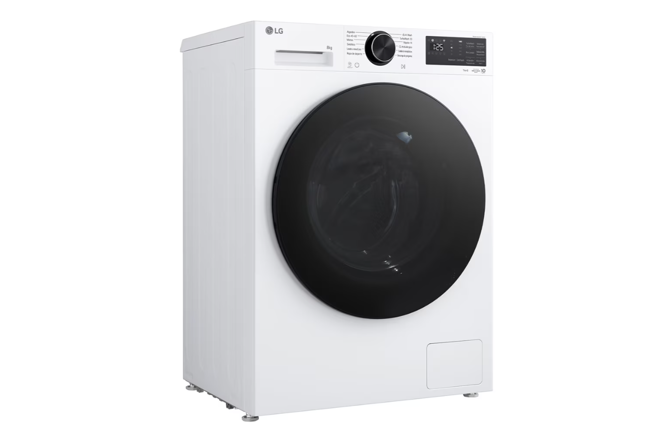 LG | Washing machine | F2X50S8TLB | Energy efficiency class A | Front loading | Washing capacity 8 kg | 1200 RPM | Depth 48 cm | Width 60 cm | Display | LED | Steam function | Direct drive | Wi-Fi | White - Image 8