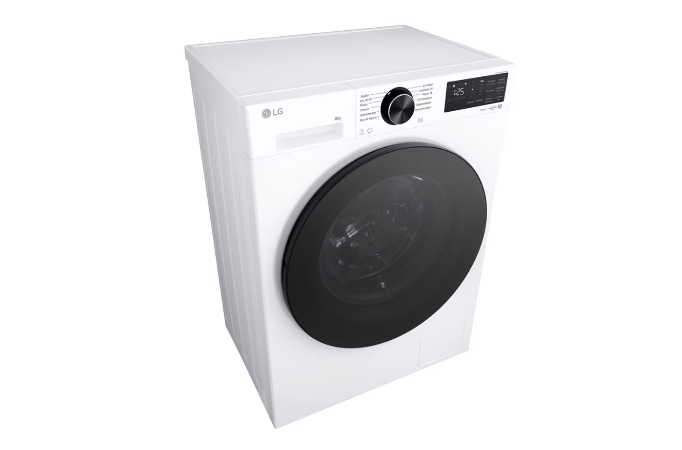 LG | Washing machine | F2X50S8TLB | Energy efficiency class A | Front loading | Washing capacity 8 kg | 1200 RPM | Depth 48 cm | Width 60 cm | Display | LED | Steam function | Direct drive | Wi-Fi | White - Image 9