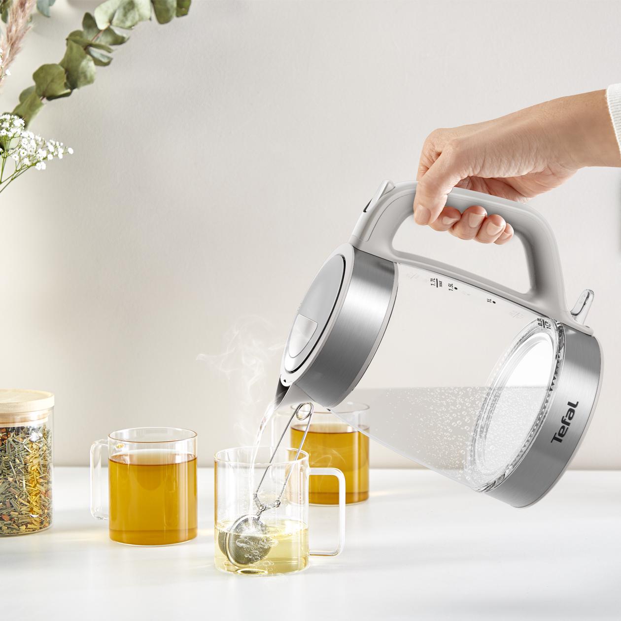 TEFAL Kettle | KI605B30 | 2200 W | Electric | 1.7 L | Glass | 360° rotational base | Grey - Image 3