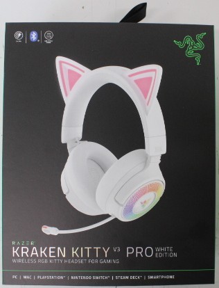 SALE OUT. Razer Kraken Kitty V3 Pro Headset, White | Razer Headset | Kraken Kitty V3 Pro | Bluetooth | Over-Ear | DAMAGED PACKAGING, DEMO