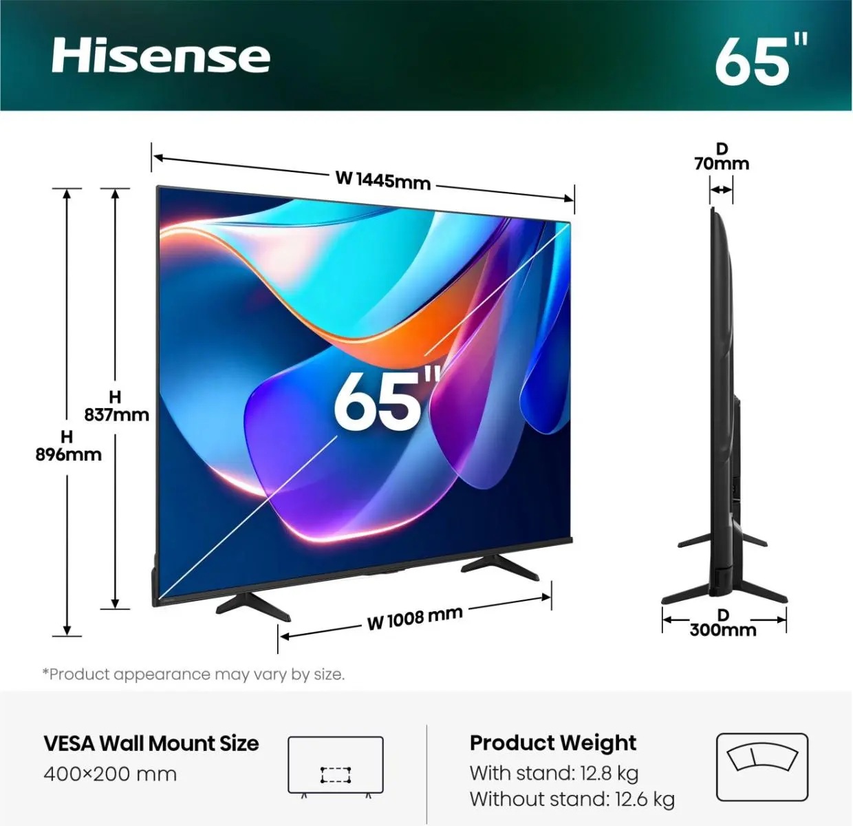 Hisense TV | 65A6S | 65 | Smart TV | VIDAA Smart OS | UHD | Black - Image 3