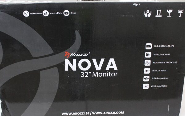 SALE OUT. Arozzi Nova 32" IPS, 180Hz, Computer Monitor - Purple | SALE OUT. SALE OUT. Nova | 32 " | IPS | QHD | 16:9 | 180 Hz | 1 ms | 2560 x 1440 pixels | 300 cd/m² | HDMI ports quantity 2 | Purple | Warranty 24 month(s) | DAMAGED PACKAGING, SCRATCHED EDGES