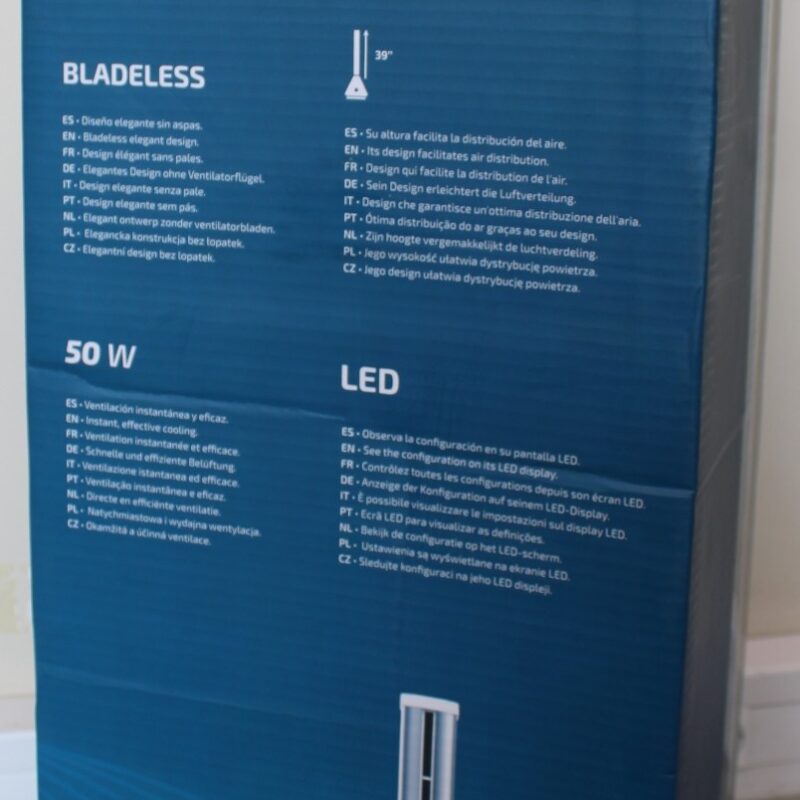 SALE OUT. EnergySilence 9890 Skyline Bladeless | Tower Fan | Stand Fan | 50 W | Diameter 23 cm | Number of speeds 3 | Oscillation | Timer | Remote control | Grey/White | DAMAGED PACKAGING - Image 4