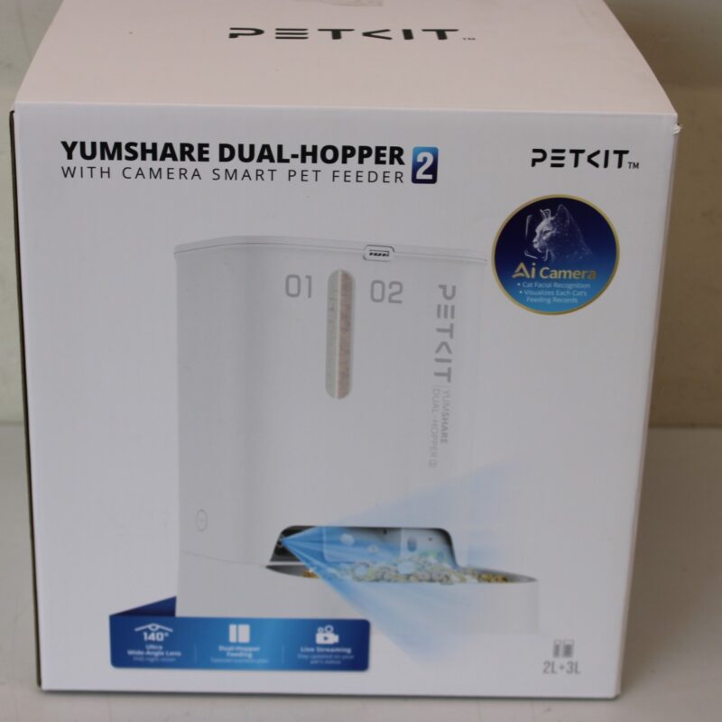 SALE OUT. Petkit P591 2 (D4SH-2) YumShare Dual-Hopper 2 Feeder with camera | PETKIT YumShare Dual-hopper 2 Automatic Feeder with Camera | Capacity 5 L | Material ABS, 304 stainless steel | White | USED, DIRTY | 24 month(s)
