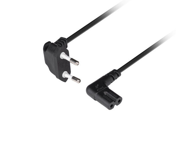 Lanberg CEE 7/16 to EC 320 C7 Euro (radio) power cord 1.8m angled VDE | CA-C7CA-12CC-0018-BK