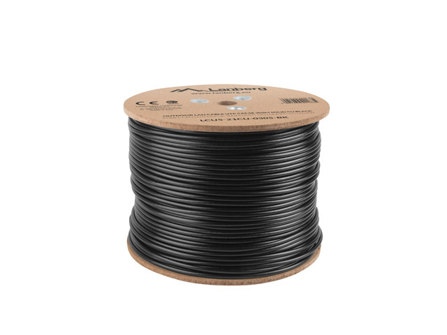 Lanberg | Cable Cat.5E UTP 305M Solid Outdoor CU Black Fluke Passed | LCU5-21CU-0305-BK - Image 2