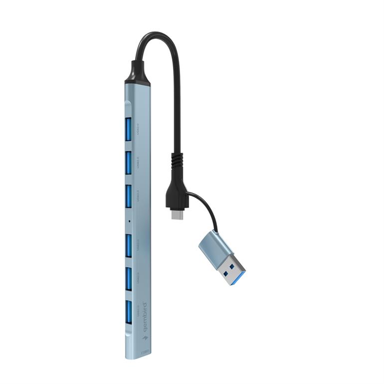 Gembird 7-port USB hub (1x USB 3.2 + 6x USB 2.0), USB-A + USB-C, Silver | UHB-ACM-U3P1U2P6-01 - Image 2