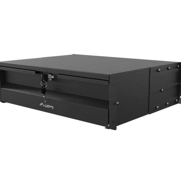 Lanberg 19" Drawer 3U, max load capacity up to 90 kg 4 point assembly | AK-2003-B | 48.26 x 36 x 13.2 cm | Black