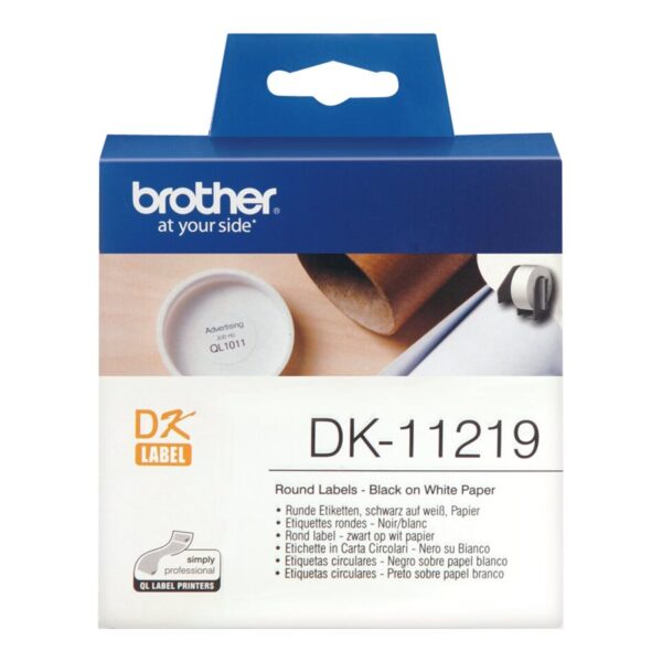 Brother DK-11219 Round paper labels, 12 mm, Black on white | Brother