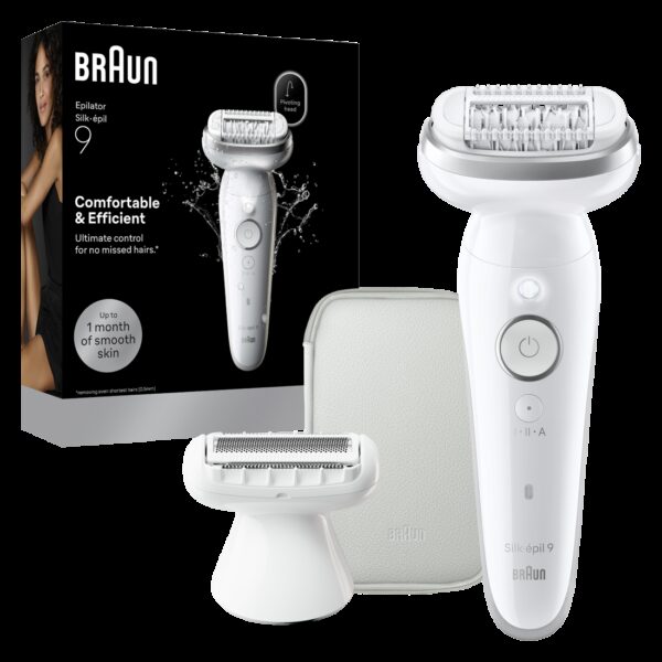 Braun Silk-épil 9 SES9-030 | Epilator | Operating time (max) 50 min | Number of power levels 2 | Wet & Dry | White/Silver