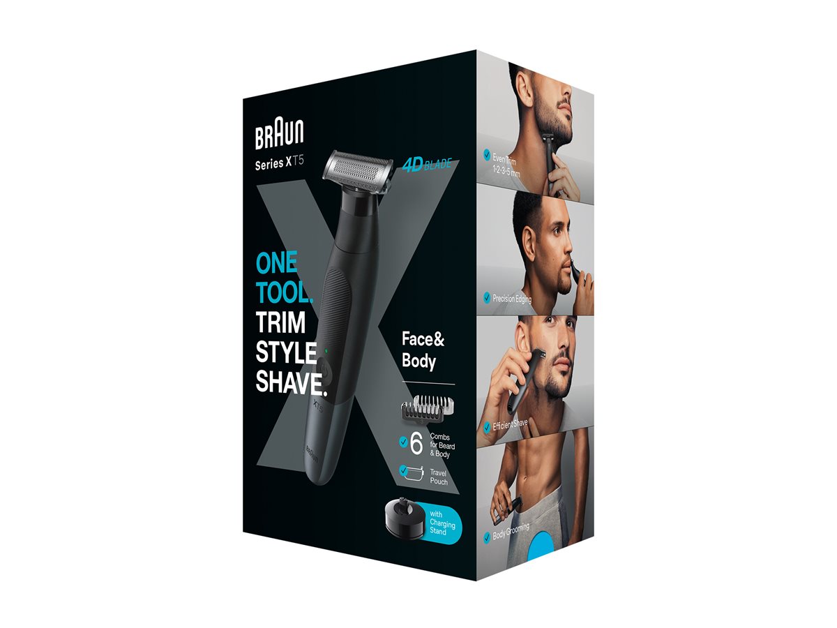 Braun Face and Body Hair trimmer | XT5300 Series XT5 | Cordless | Wet & Dry | Number of length steps 6 | Black/Silver - Image 3