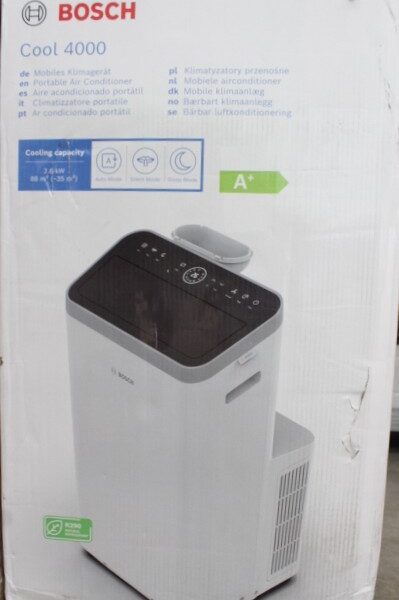 SALE OUT. | Bosch Mobile Air Conditioner | Cool 4000 | Suitable for rooms up to 85 m³ | White/Black | DAMAGED PACKAGING, DIRTY, SCRATCHED BOTTOM | 22 month(s)