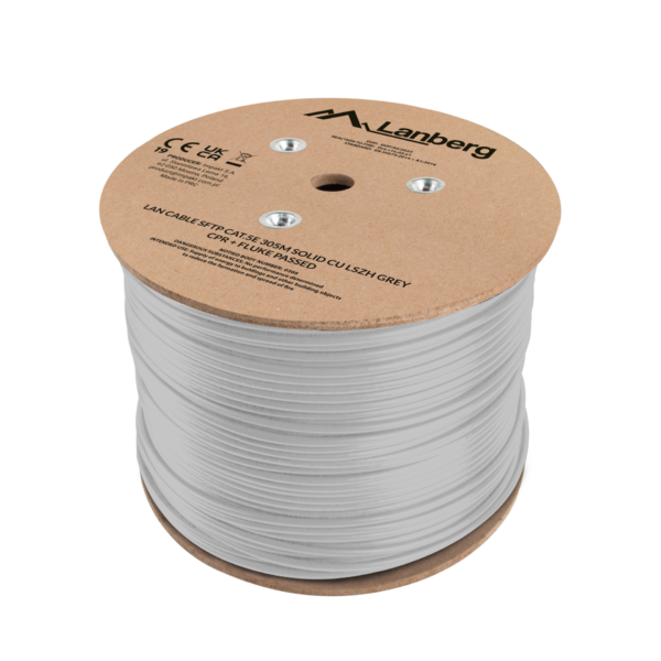 Lanberg Lan Cable Cat.5e SFTP 305M Solid CU LSZH Grey CPR+ Fluke Passed | LCS5L-11CU-0305-S