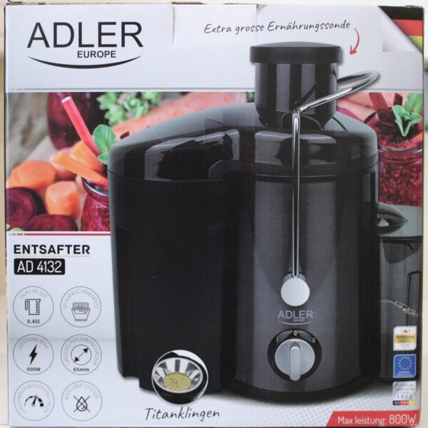SALE OUT. Adler AD 4132 Juicer, Dark Inox | Adler AD 4132 | Type Juicer maker | Dark Inox | 800 W | Number of speeds 3 | DAMAGED PACKAGING