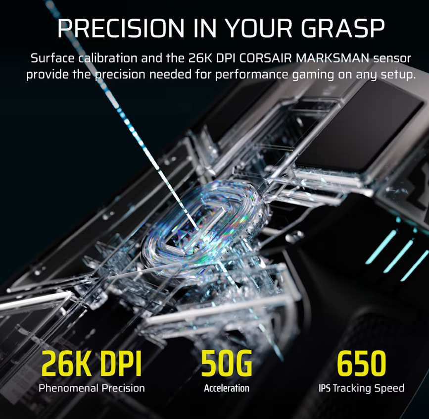 Corsair IRONCLAW SE | Gaming Mouse | Wireless/Wired | 2.4GHz, Bluetooth, USB-C | Black - Image 11