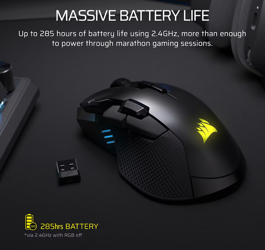 Corsair IRONCLAW SE | Gaming Mouse | Wireless/Wired | 2.4GHz, Bluetooth, USB-C | Black - Image 13