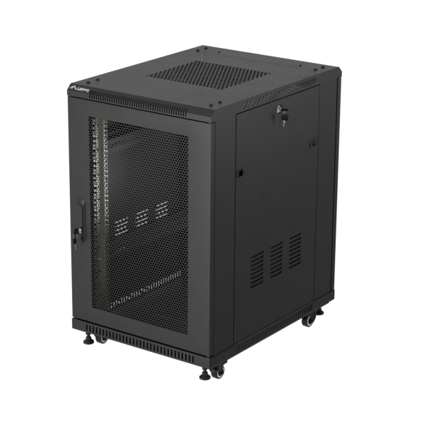 Lanberg Rack cabinet 19" free-standing 18U/600x800 (flat pack) with mesh door | FF01-6818-23B | IP20 | Black, RAL 9004