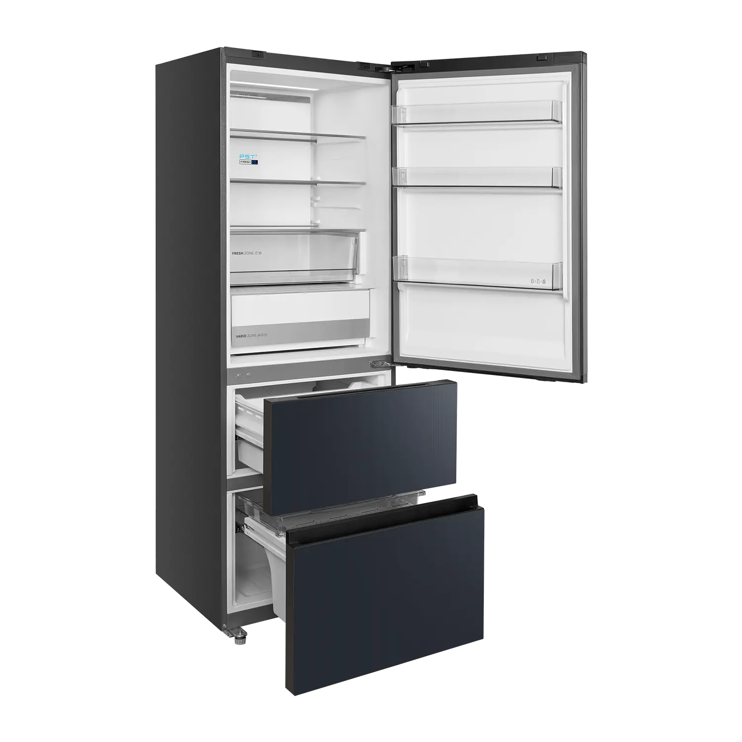 Midea Refrigerator | MDRB542BIE70 | Energy efficiency class Class E | Free standing | Height 191 cm | Combi | No Frost system | Fridge net capacity 257 L | Freezer net capacity 135 L | Display | 38 dB | Grey - Image 6