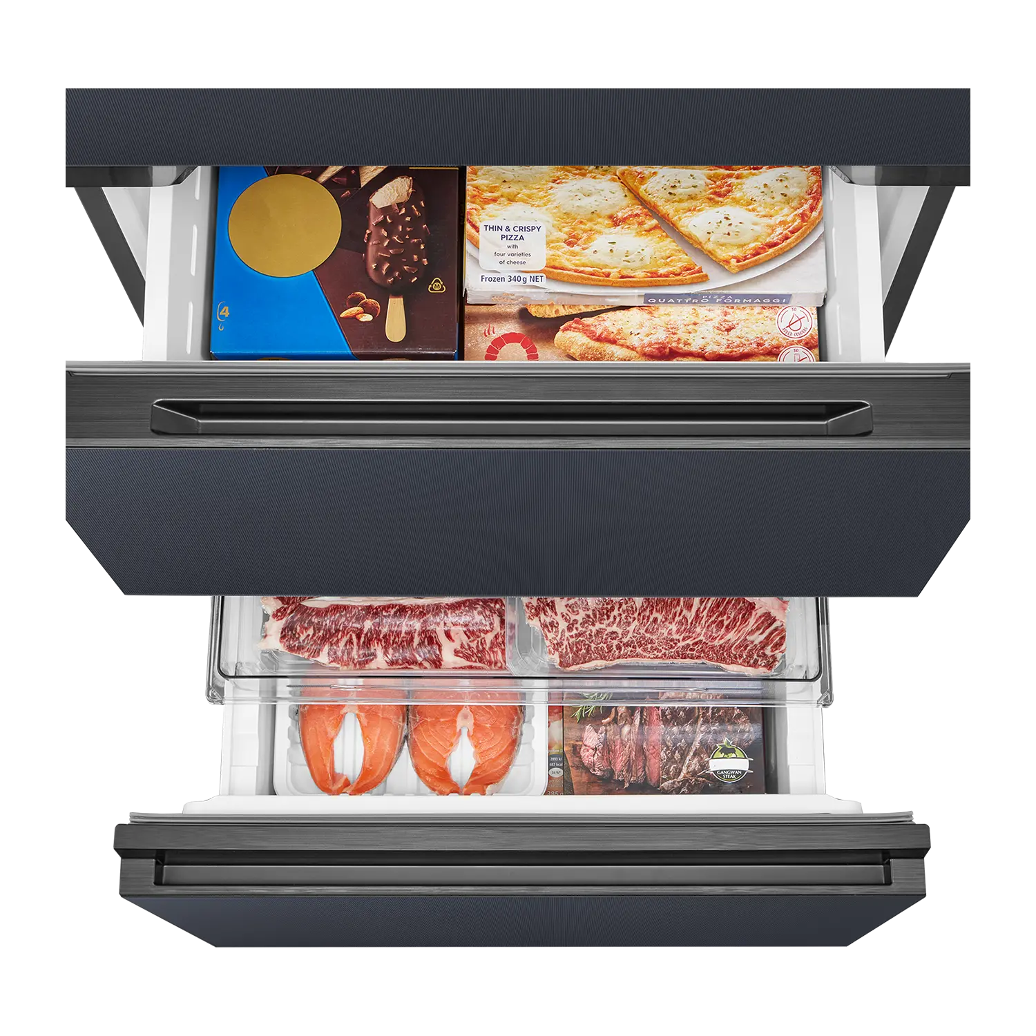 Midea Refrigerator | MDRB542BIE70 | Energy efficiency class Class E | Free standing | Height 191 cm | Combi | No Frost system | Fridge net capacity 257 L | Freezer net capacity 135 L | Display | 38 dB | Grey - Image 7