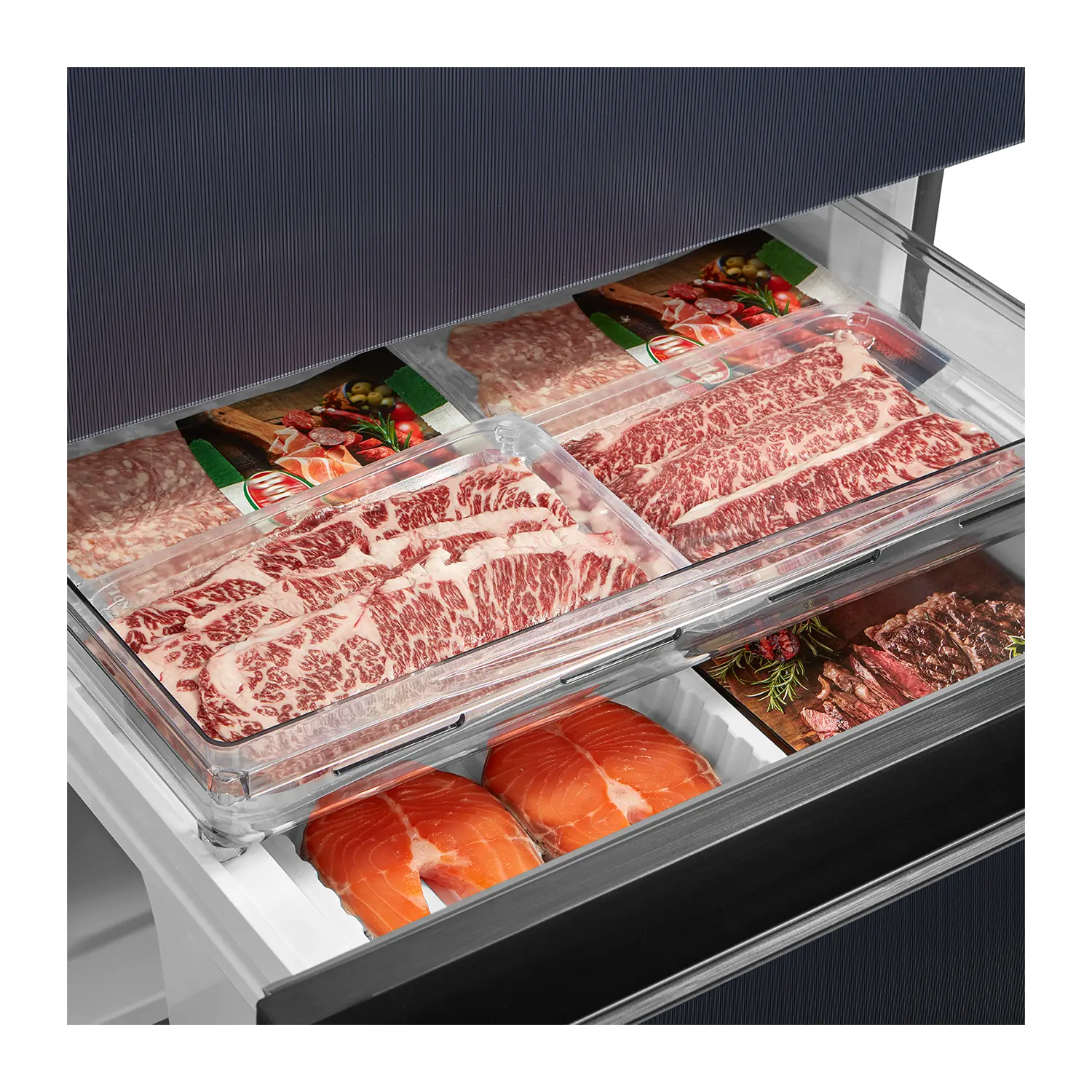 Midea Refrigerator | MDRB542BIE70 | Energy efficiency class Class E | Free standing | Height 191 cm | Combi | No Frost system | Fridge net capacity 257 L | Freezer net capacity 135 L | Display | 38 dB | Grey - Image 14