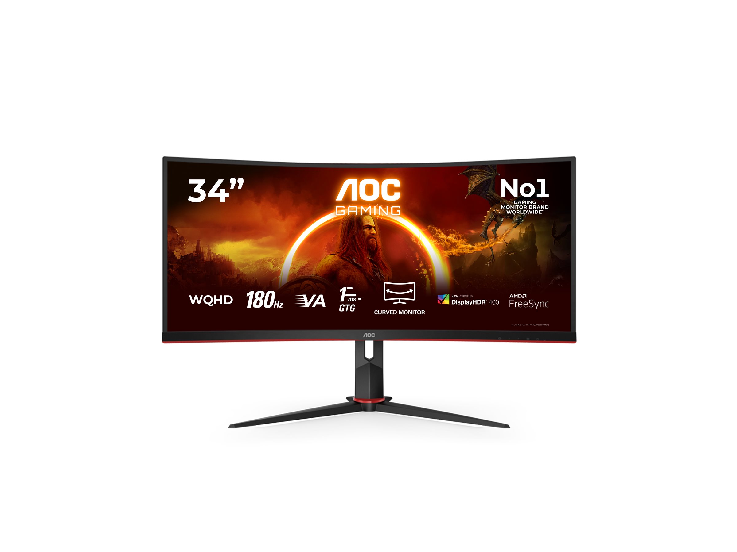 AOC | Gaming Monitor | CU34G2XP/BK | 34 " | VA | 21:9 | 180 Hz | 1 ms | 3440 x 1440 pixels | HDMI ports quantity 2 | Black - Image 4