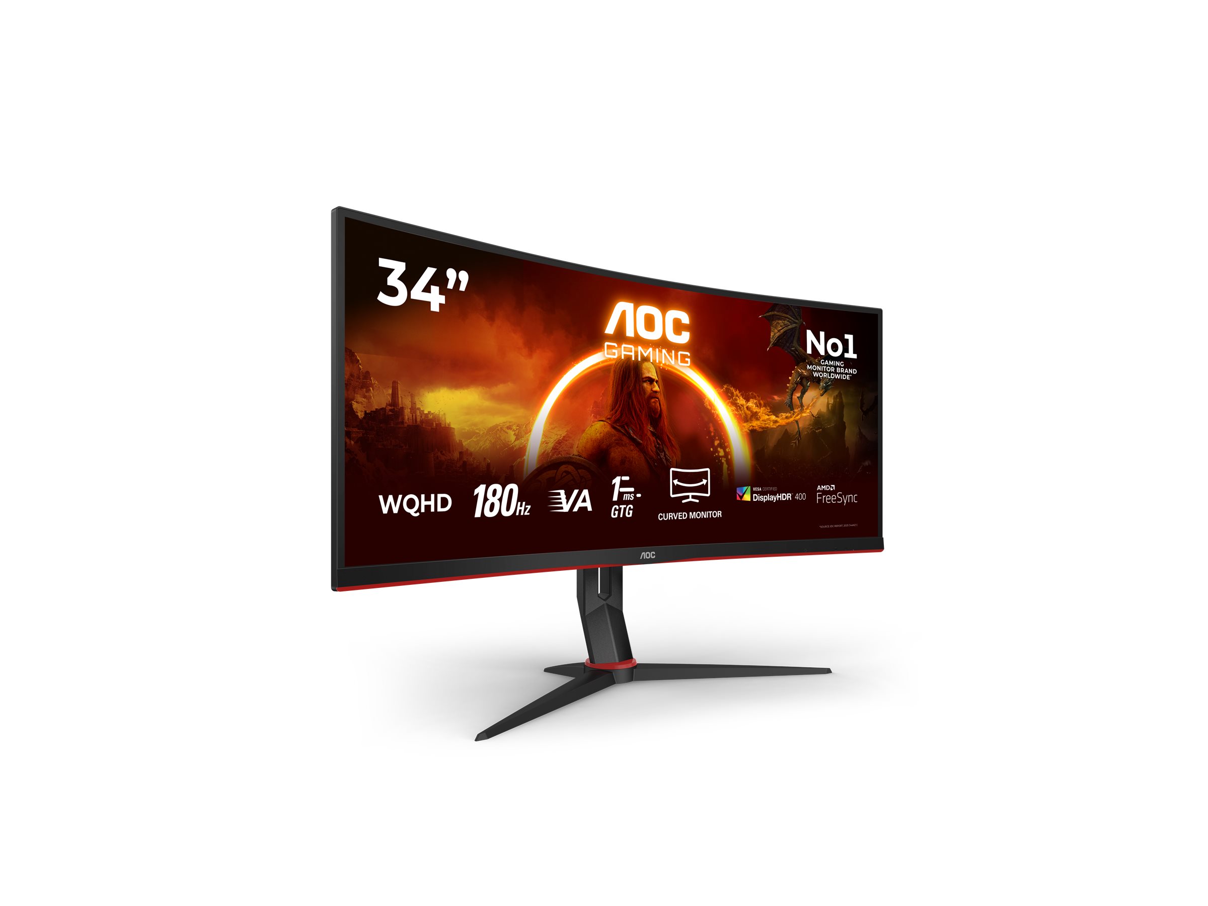 AOC | Gaming Monitor | CU34G2XP/BK | 34 " | VA | 21:9 | 180 Hz | 1 ms | 3440 x 1440 pixels | HDMI ports quantity 2 | Black - Image 10