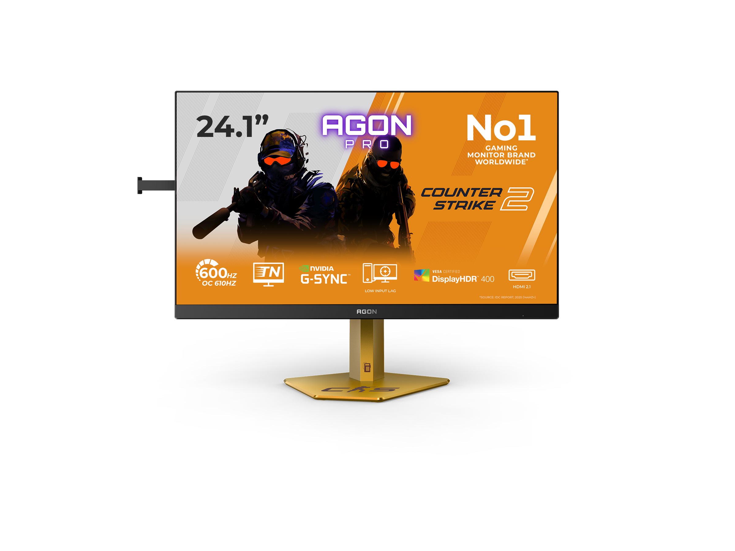 AOC | CS24A | 24 " | TN | FHD | 16:9 | 610 Hz | 0.5 ms | 1920 x 1080 pixels | 500 cd/m² | HDMI ports quantity 2 | Black/Orange - Image 7