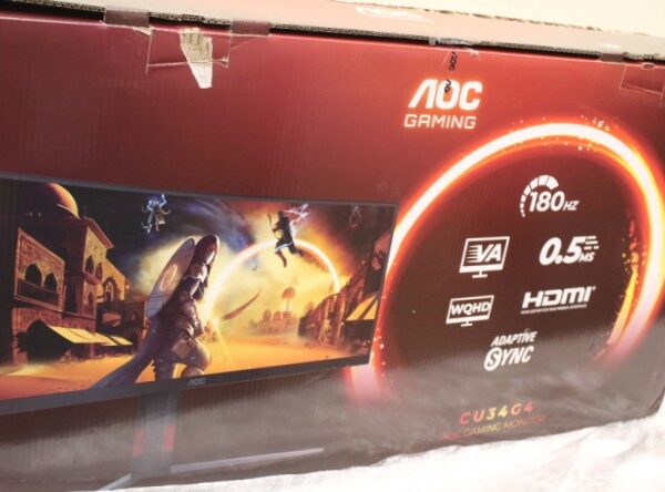 SALE OUT. AOC CU34G4 Curved 34" 3440x1440/21:9/1ms HDMI, DisplayPort, USB, Audio out | SALE OUT. AOC | CU34G4 | 34 " | Fast VA | UWQHD | 21:9 | 180 Hz | 1 ms | 3440 x 1440 pixels | 300 cd/m² | HDMI ports quantity 2 | Black | Warranty 28 month(s) | DAMAGED PACKAGING, CRACKED STAND (LEG)