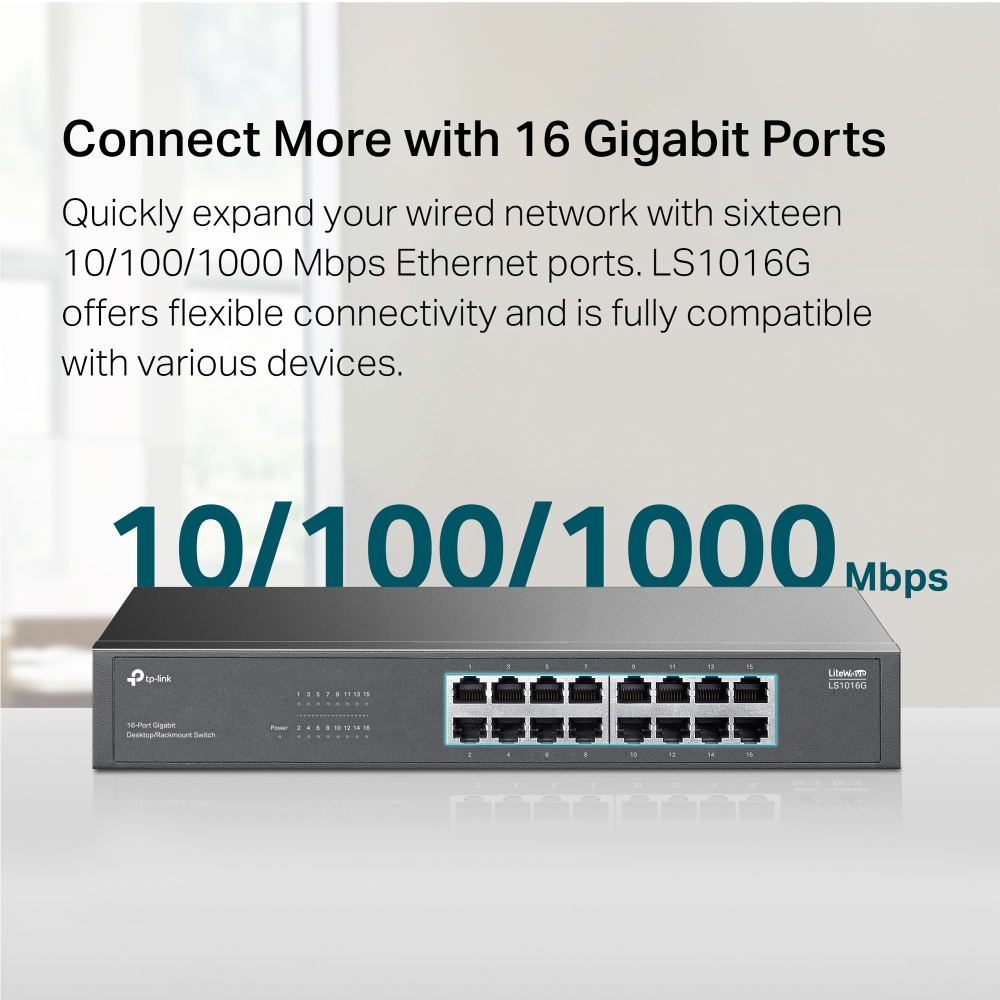 TP-LINK 16-Port Gigabit Switch | LS1016G | Unmanaged | Desktop/Rack-mountable - Image 6