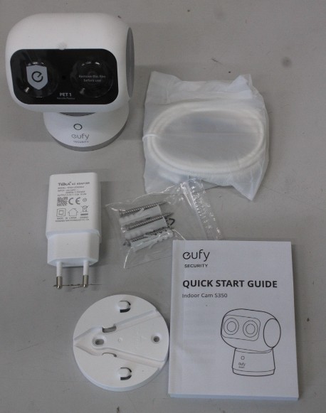 SALE OUT. Anker Eufy Security Indoor Cam S350, White | Anker Eufy Security Indoor Camera | S350 | 24 month(s) | Tabletop | Wide-Angle Lens | Micro SD, Max. 128GB | UNPACKED, MISSING POSITIONING STICKER - Image 2