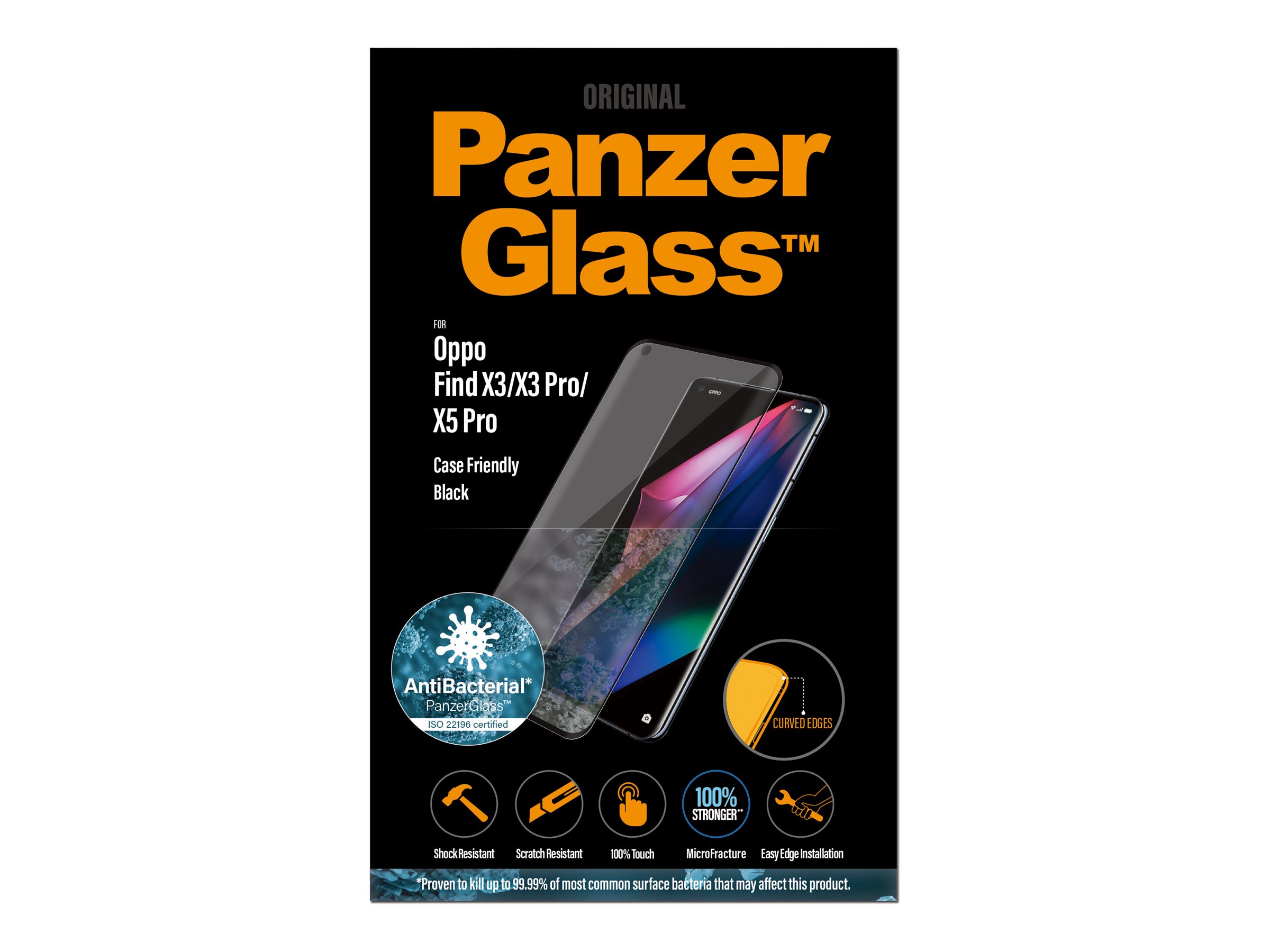 PanzerGlass | Screen protector | OPPO | Find X3/ X3 Pro/ X5 Pro | Glass | Black | Antibacterial glass; Protects the entire screen; 100% touch; Shock absorbing - Image 14