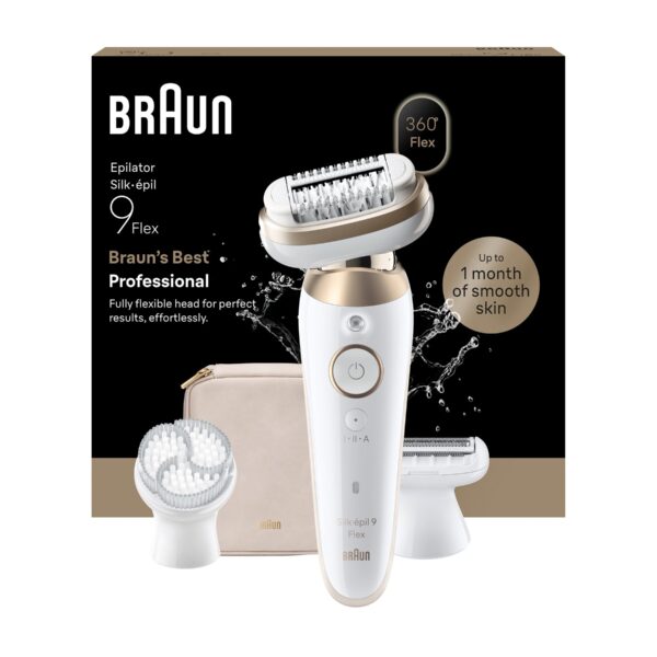Braun Silk-épil 9 Flex SES9-060 3D Epilator, Wet & Dry, White/Gold | Braun