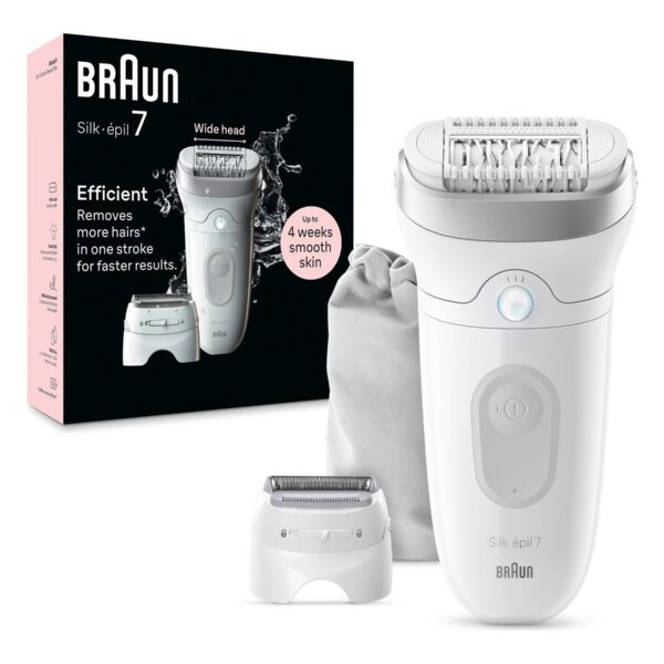 Braun Silk-épil 7 SE7-041 Epilator, Wet & Dry, White/Grey | Braun