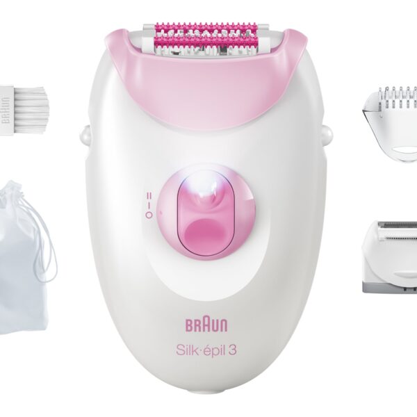Braun Silk-épil 3 SE3-033 Epilator, White/Pink | Braun