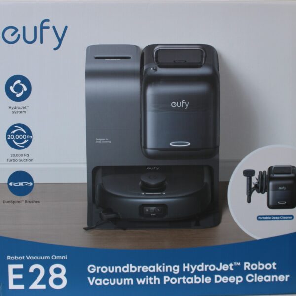 SALE OUT. Anker Eufy Robot Vacuum Cleaner Omni E28, Black | Anker Eufy Robot Vacuum Cleaner | Omni E28 | Wet&Dry | Dust capacity 3 L | 20000 Pa | Black | DAMAGED PACKAGING, MISSING INNER PACKAGING (BAGS). ITEM IS USED, DIRTY, WET AND SCRATCHED. NOT FULL LIQUID BOTTLES | 24 month(s)
