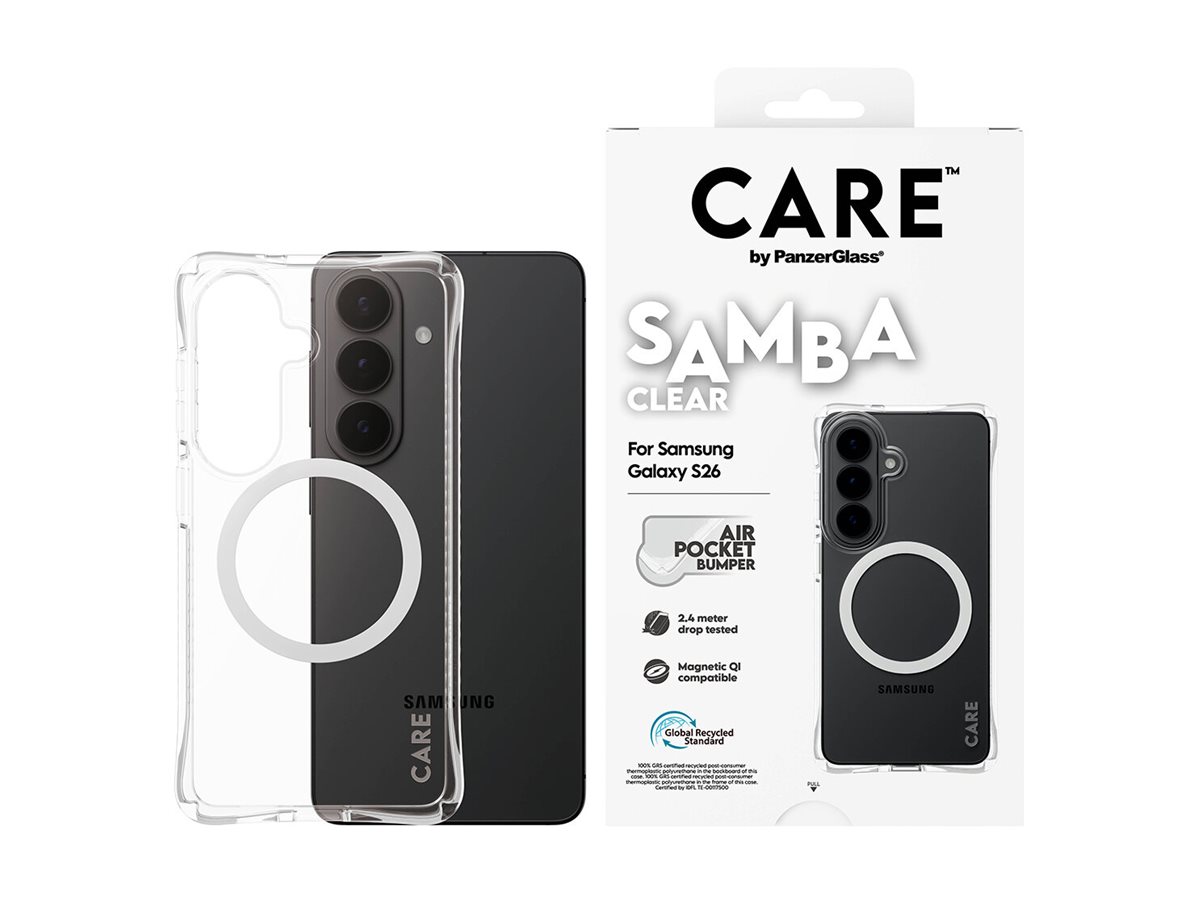 CARE by PanzerGlass Samba Case Transparent w. White Qi Samsung New Galaxy S26 | PanzerGlass