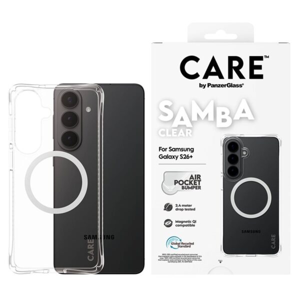 CARE by PanzerGlass Samba Case Transparent w. White Qi Samsung New Galaxy S26 Plus | PanzerGlass